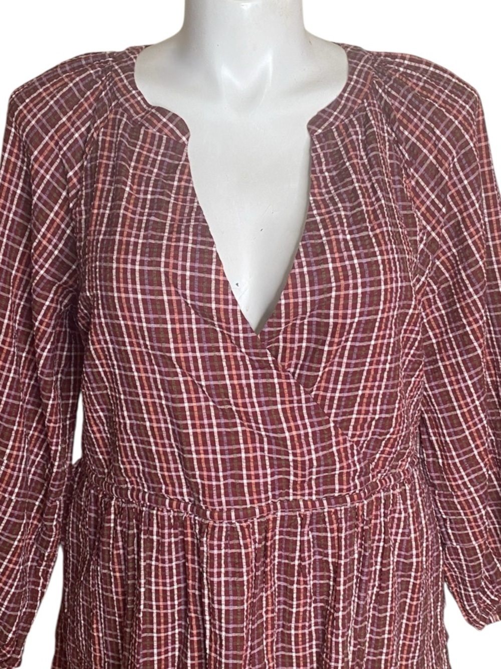 Madewell Seersucker Wrap Mini Dress (Style NH100), size XL New - Picture 2 of 11